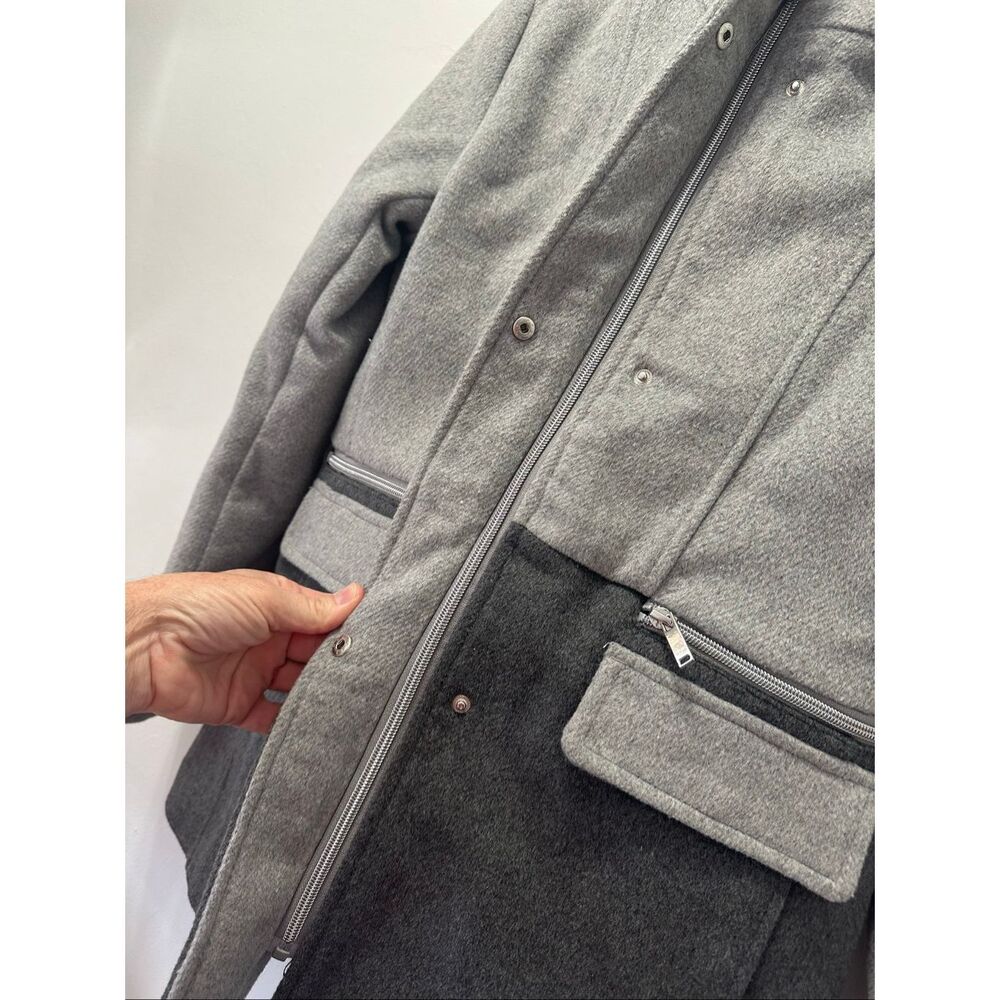 New York & Company Small Wool Blend Color Block Hooded Coat Gray Winter Jacket C - Picture 6 of 14